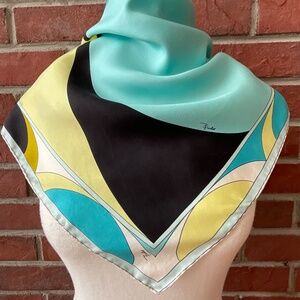 Emilio Pucci Silk Scarf Signed Handrolled